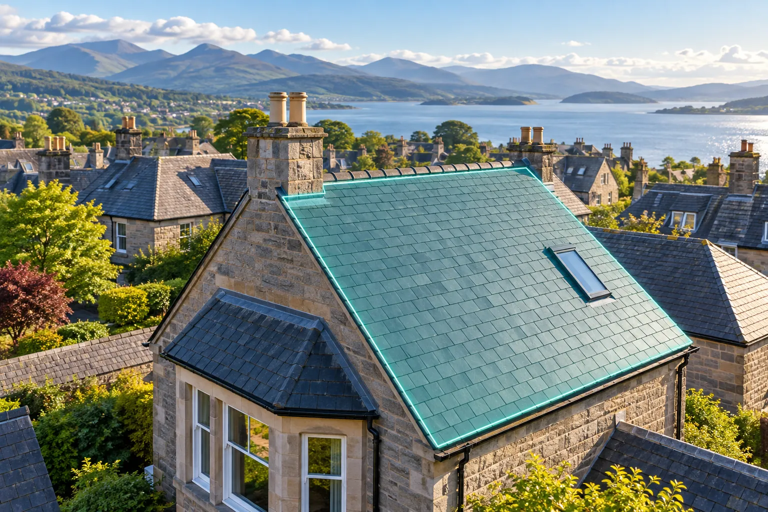 Illustration of a Scottish roof plane highlighted for assessment